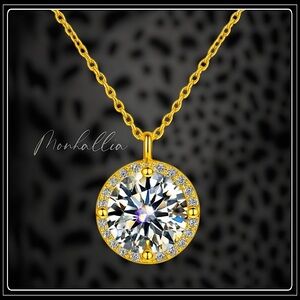 New 18k Gold 1.0 CT D Moissanite Solitaire Drop Necklace Pendant 925 Chain